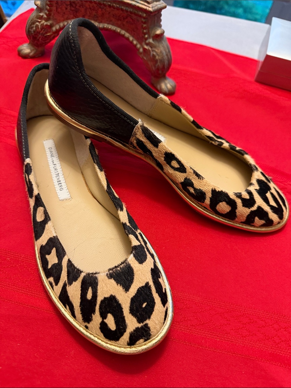 SHOES - Diane von Furstenberg Batswana Leopard Calf Hair Flats Size 6